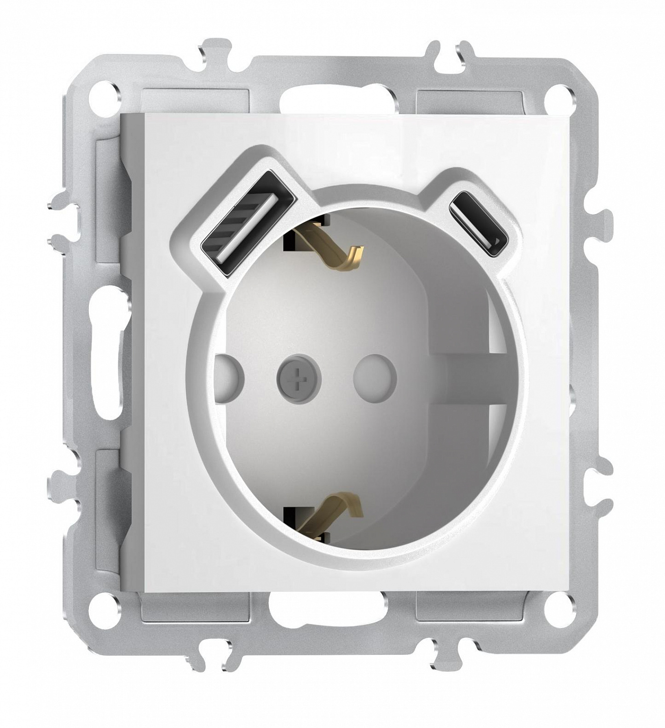 Розетка 220В с заземлением, со шторками, 16А + зарядка USB A+C 20W, на винтах, Donel A07