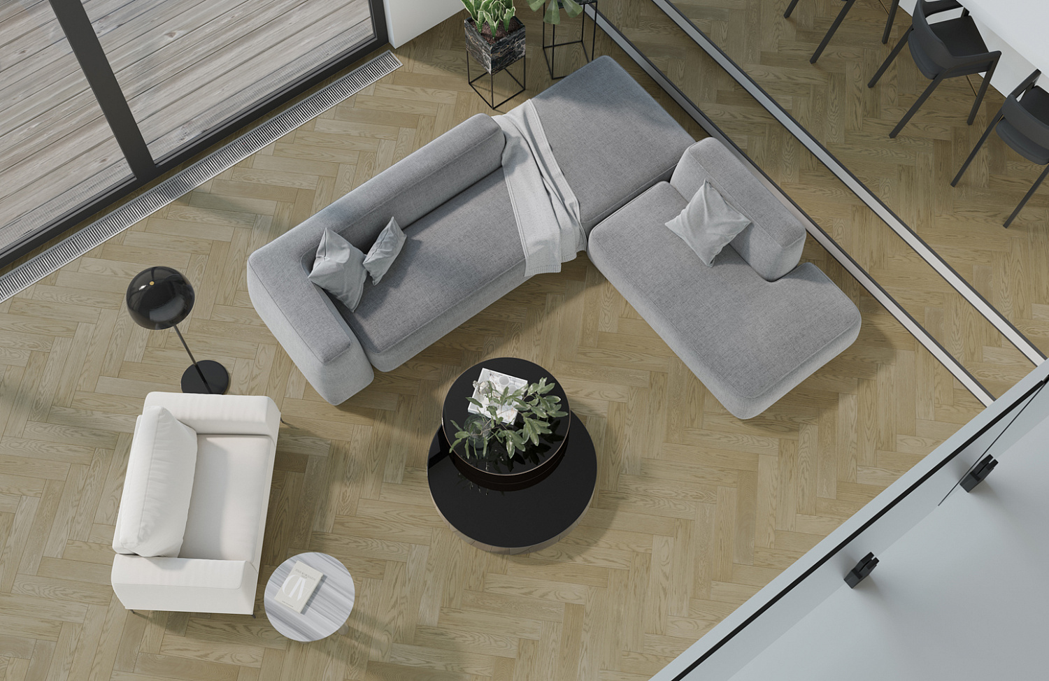 Кварцевый паркет Quartz Parquet Английская Ёлка Дуб Карельский 33-419 5/0,6 мм 