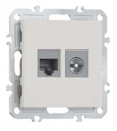 Розетка комбинированная RJ45/TV cat.6, ClassE-8/0-2400 МГц, Donel A07