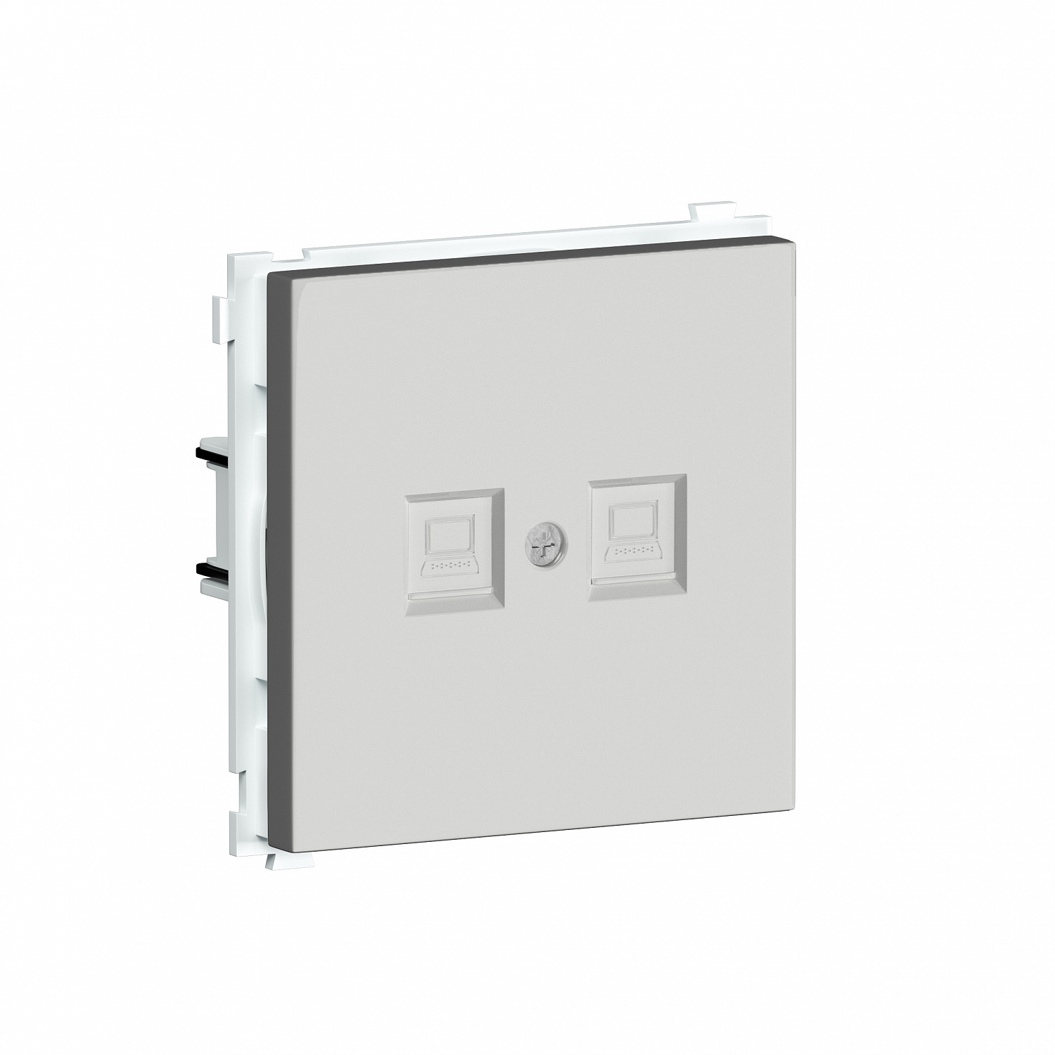 Телефонная розетка RJ11 + RJ11 (двойная) cat.3/ClassE-4/4, Donel R98