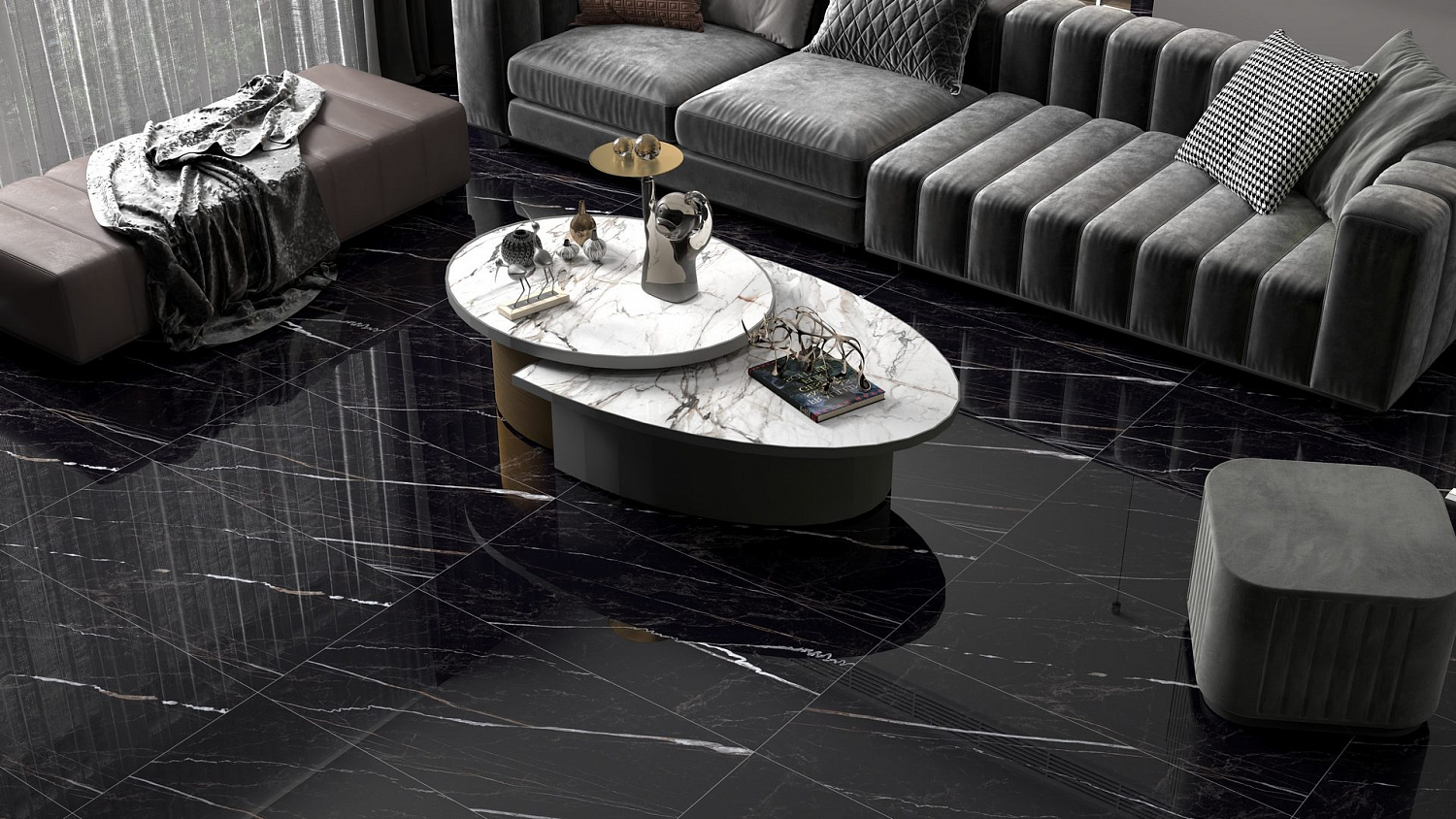 Керамогранит Neodom Luxury Nero Rock Polished 60x120