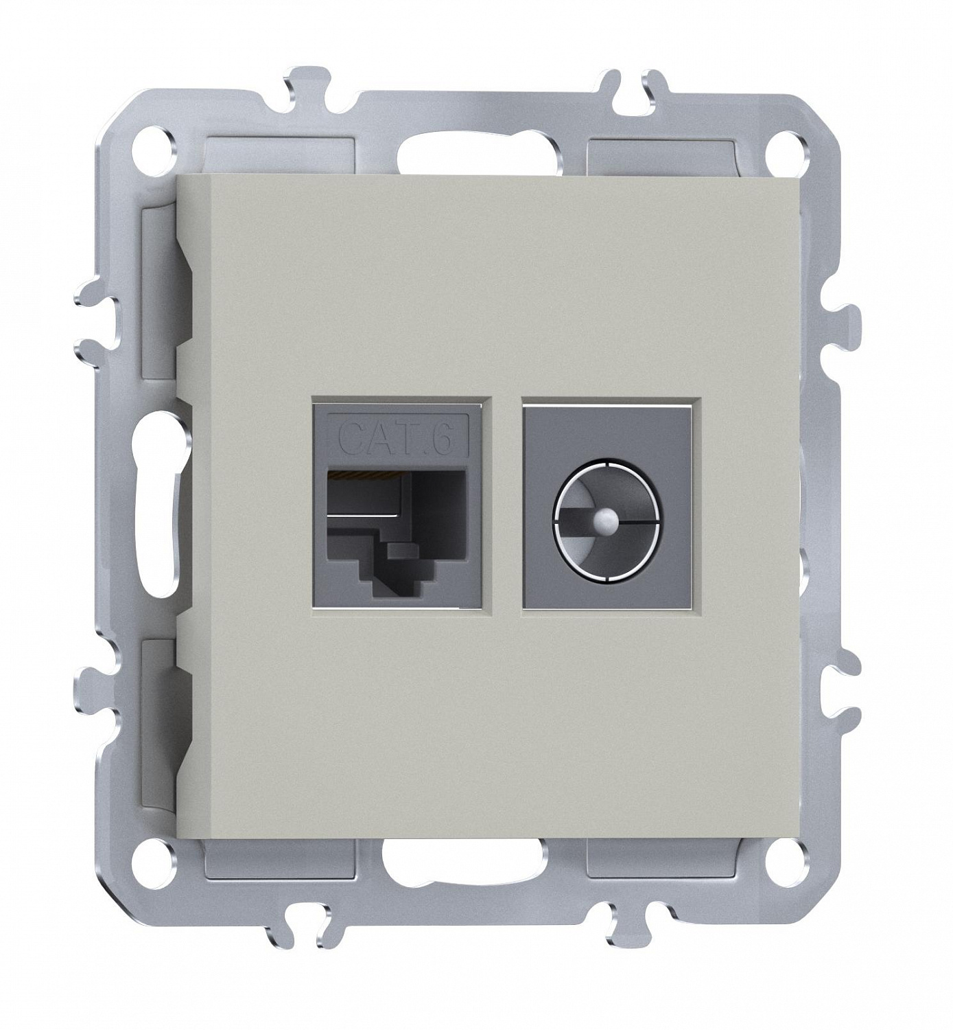 Розетка комбинированная RJ45/TV cat.6, ClassE-8/0-2400 МГц, Donel A07