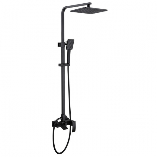 Душевая стойка ABBER Wasserfall AF8616BL с изливом, черный матовый