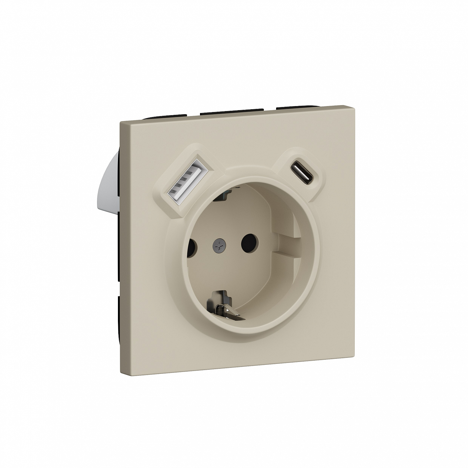 Розетка с заземлением и шторками Schuko 16А 250В + зарядка USB A+C 20W