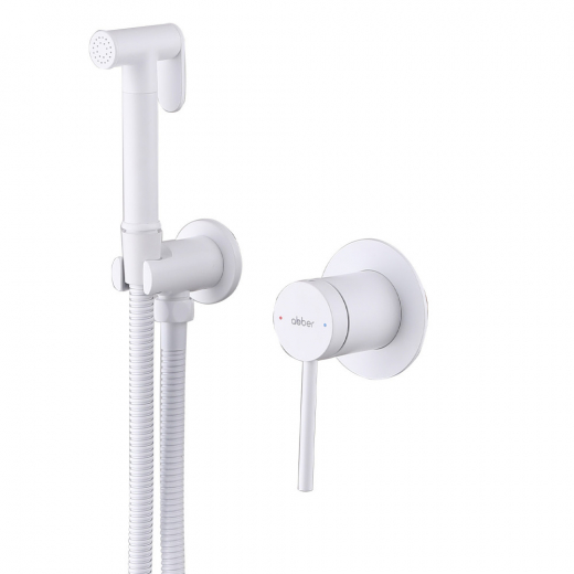 Смеситель ABBER Emotion AF8825W с гигиеническим душем, белый матовый