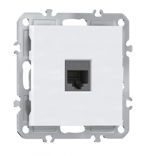 Компьютерная розетка одиночная RJ45 (cat.5/ClassE-8), глянцевый белый Donel A07