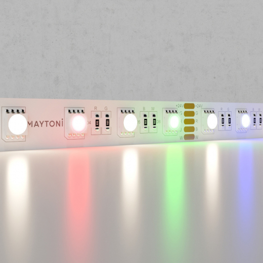 Светодиодная лента 24В 5050 19,2Вт/м Цветная (RGB) + 4000K 5м IP20 - фото, цена