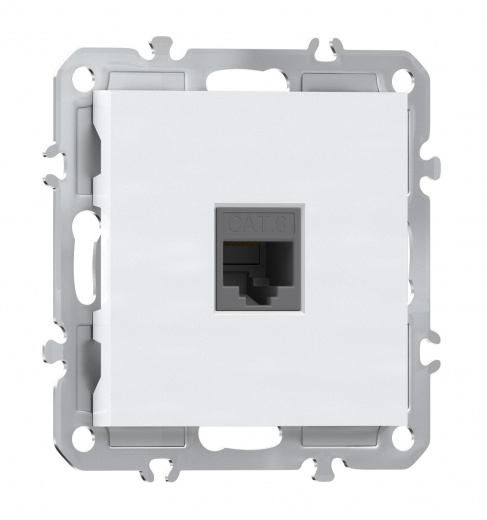 Компьютерная розетка одиночная RJ45 (cat.6/ClassE-8), глянцевый белый Donel A07