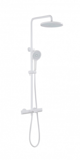 Душевая стойка ABBER Thermostat AF8516FWL с термостатом и изливом, белый матовый